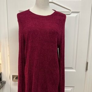 J. Jill large wine burgundy chenille type sweater soft crew neck long sleeve